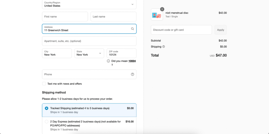 Order form Nixit delivery to US