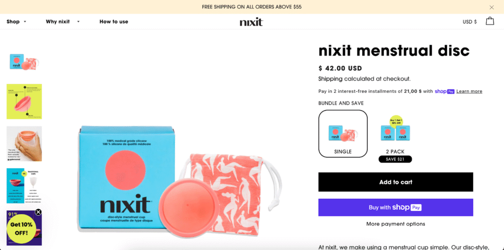 Nixit menstrual disc