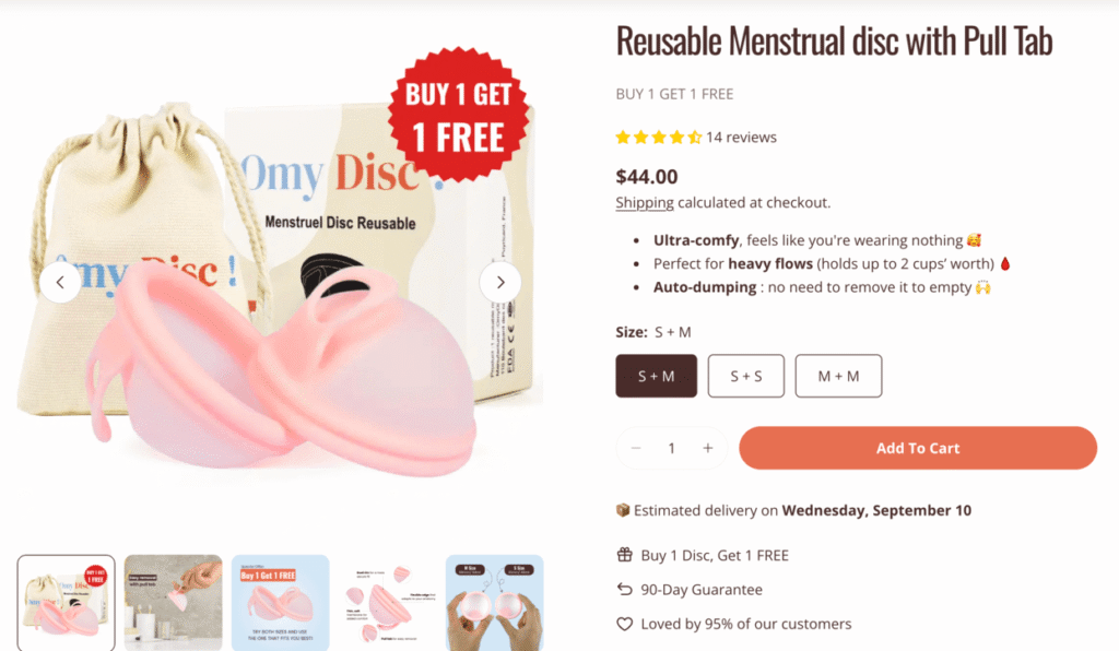 Omydisc menstrual disc product